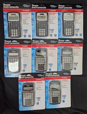 *LOT OF 8* Texas Instruments 30XIIS (3) + 30Xa (5) Scientific Calculator - Black