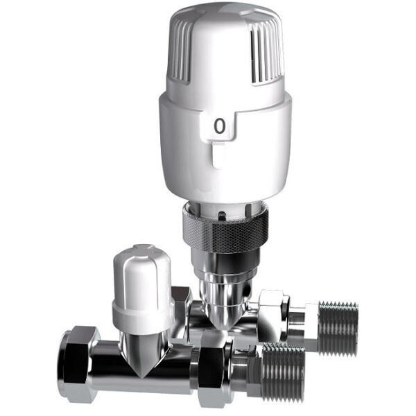 Inta 15mm straight thermostatic radiator valve & lockshield valve. TRV. 15TWINS