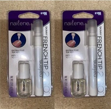 2 PACK Nailene Skinny French Tip Pen with UV Top Coat,French Tip 2 Go,White X10