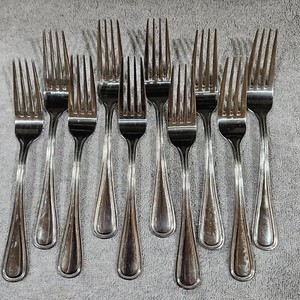 Set of 10 Walco Pacific Rim Dinner Forks 7-1/2" Stainless With Mirror Finish