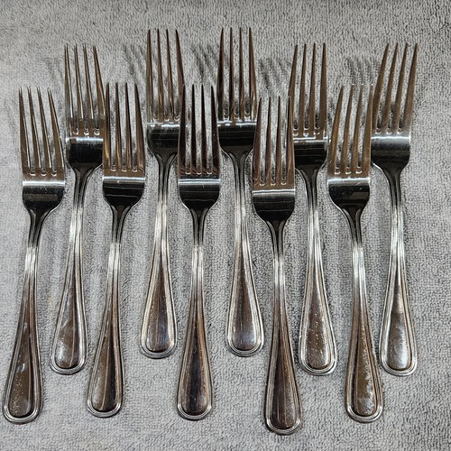 Set of 10 Walco Pacific Rim Dinner Forks 7-1/2" Stainless With Mirror Finish