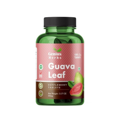 Genius Herbs Guava Leaf Tablets 500mg (180 Tablets) Improves Skin Health