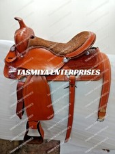 Western Barrel Leather Saddle, Beautifully Hand Carved With Free Tack Set.