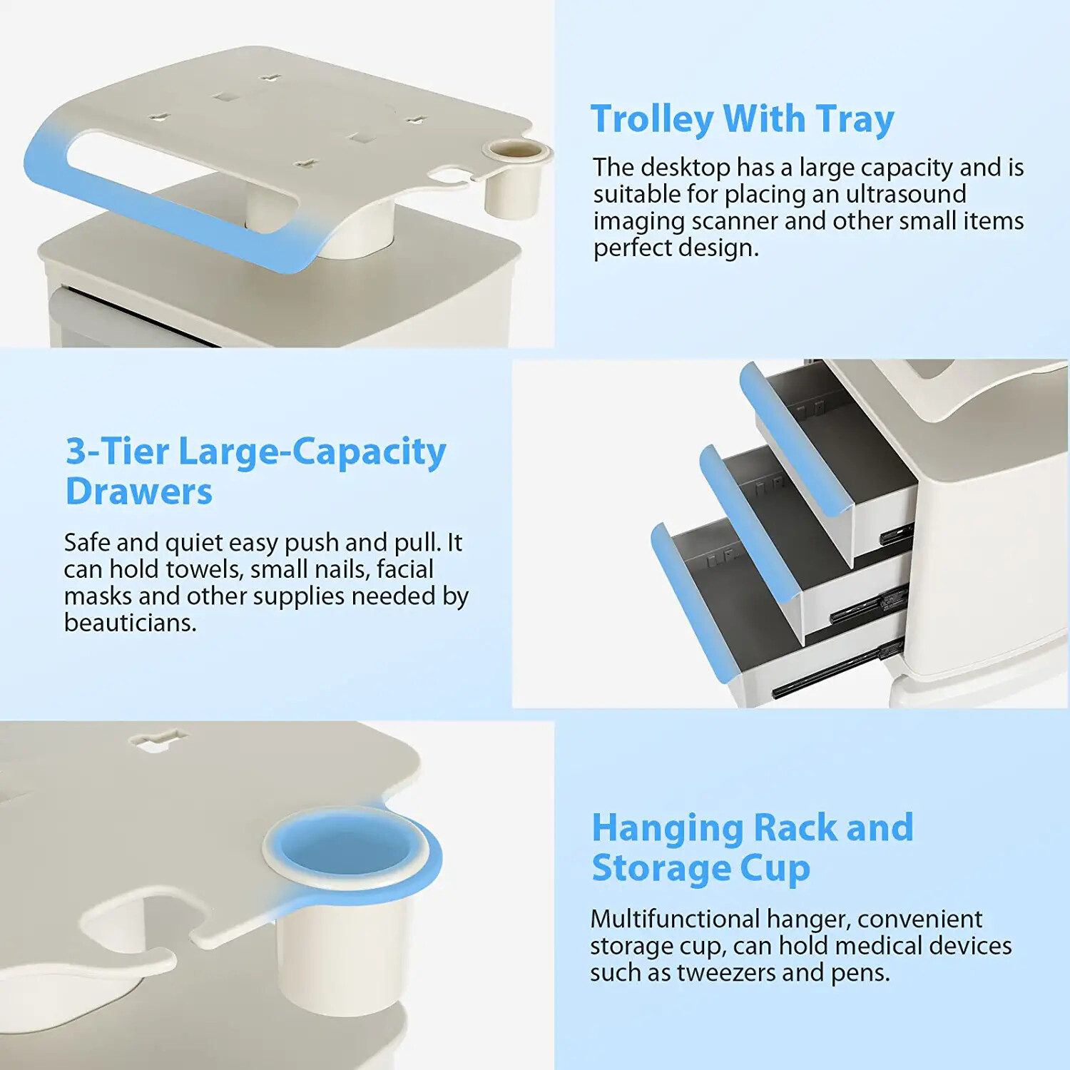 Mobile Ultrasound Cart for Ultrasound Imaging Scanner Hospital Medical