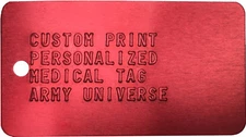 Red Medical Alert Tag Custom Print Health ID Medic Embossed Metal Dog Tag Dogtag