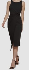GUESS Women's Black Twist-Front Scuba-Crepe Sheath Dress Size 2XL
