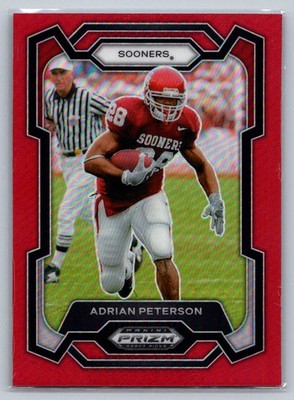 Adrian Peterson 82 2024 Panini Prizm Draft Picks /299 Red Oklahoma Sooners Card