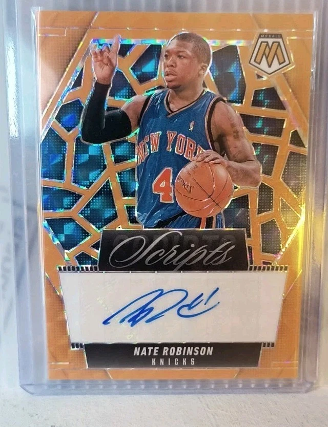 2024-25 Panini Mosaic Baloncesto Nate Robinson Naranja Prizm Scripts Automático/25 SSP Foto 2 de 3