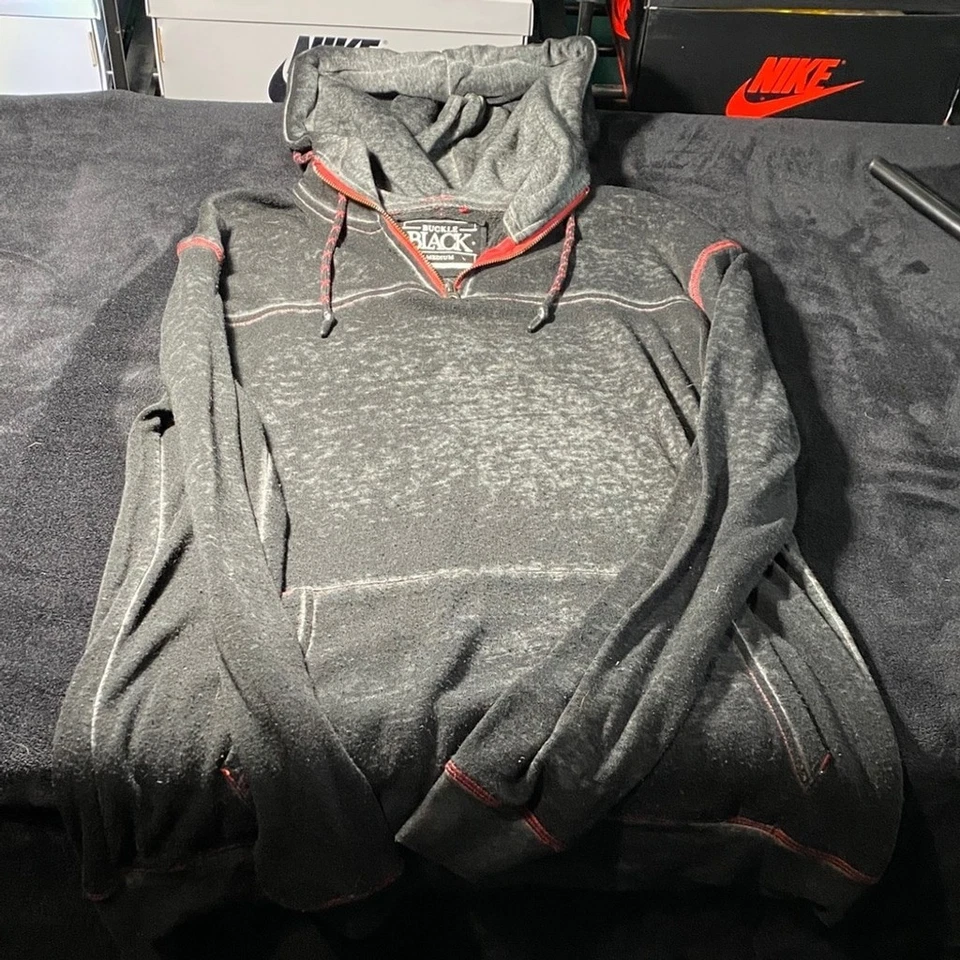 Buckle Black Women’s Gray Hoodie with Red Details size medium - Image 3 of 4