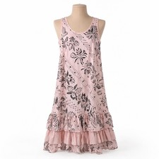 Coquette Fairy Dress Tropical Floral Tiered Ruffle Pink Black Midi Pocket Twee