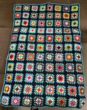 Granny Square Afghan Blanket Crochet 36x51 1/...