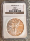 2008 American Silver Eagle $1 Dollar Coin One Troy Ounce 0.999 Fine NGC MS69