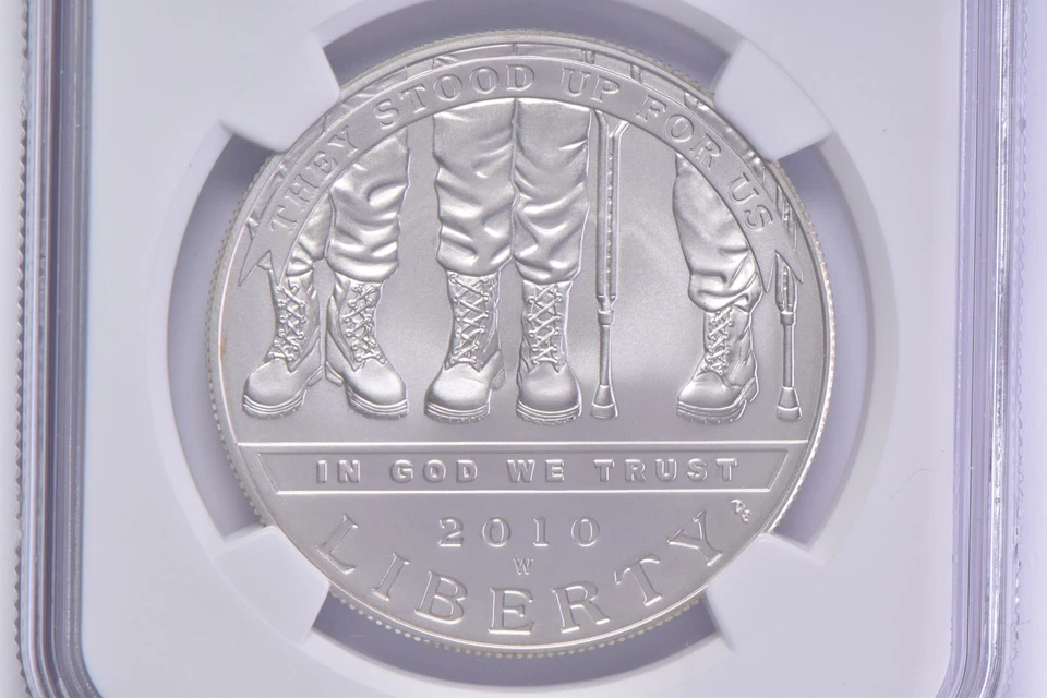 MS70 2010-W Disabled Veterans Commemorative Silver Dollar $1 NGC Brown Lbl *6428 - Image 3 of 4