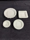 4 Vintage Fenton Milk Glass Hobnail Ashtray/Trinket Trays