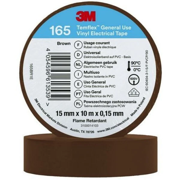 3M PVC-ISOLIERBAND 15MM X 10M BR (TEMFLEX 165) - Bild 1 von 1
