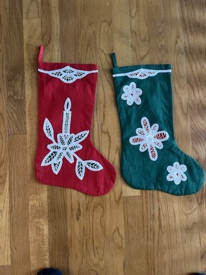Two Christmas Stockings - Red & Green - NEW