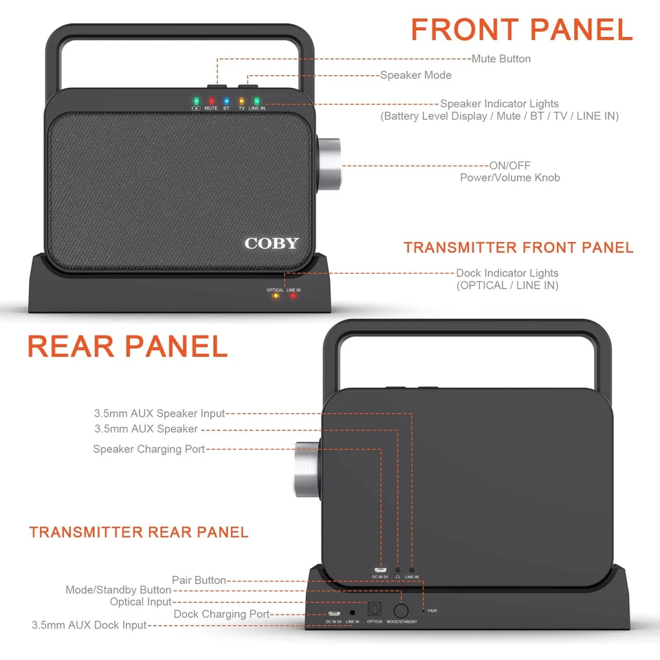 Wireless Hearing Amplifier and TV Audio Speaker Bundle with Over-The-Ear Head... - Image 2 of 4