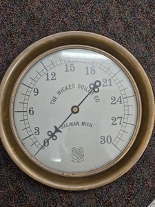 Vintage Brass Wickes Boiler Co. Pressure Gauge 