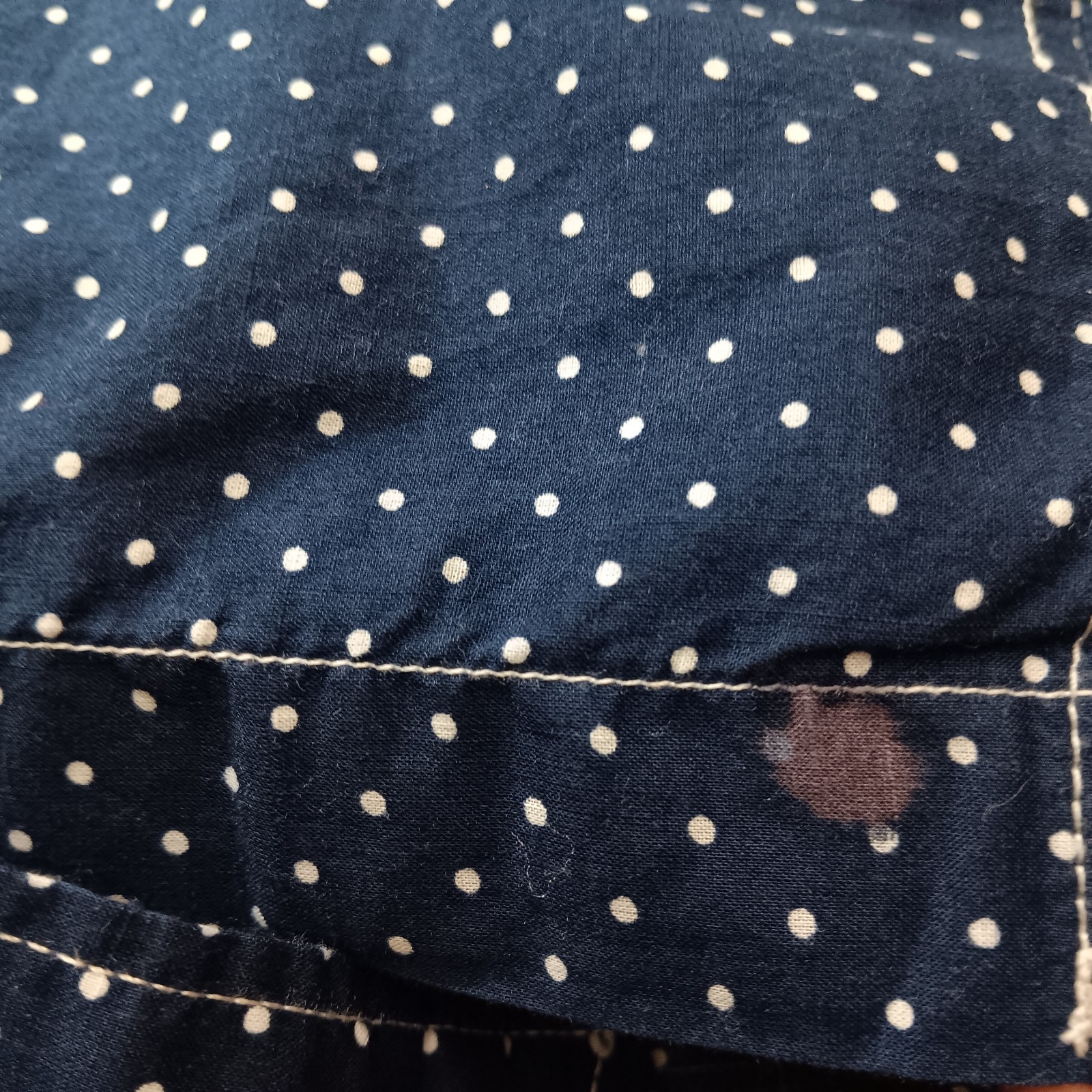 Lauren Ralph Lauren Dress Shirt Button Up Blue Polka Dots Contrast Stitched