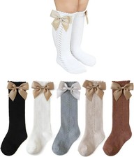 Baby Girls Knee High Socks Baby Girls Bow Stockings Cotton Uniform Stockings