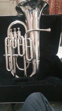 EUPHONIUM 4 VALVE OF PURE BRASS IN SILVER CHROME POLISH CASE BOX FREE SHIPPING