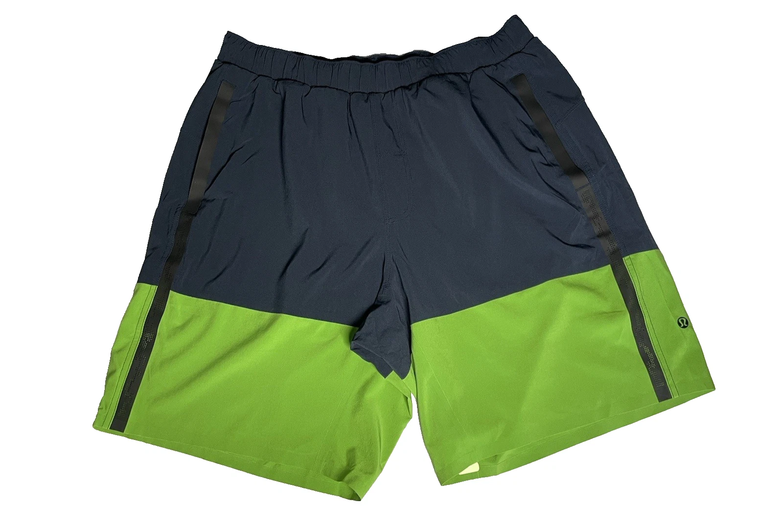 Lululemon Pace Breaker Shorts Mens Large Blue Green Color block Gym Athleisure