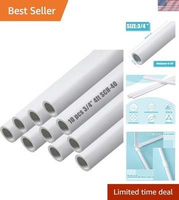 Versatile 10 Pcs Sch40 PVC Pipe   Durable 3/4 Inch, 4 Ft for Garden & Workshop