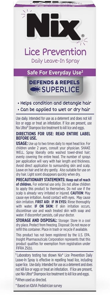 Nix Lice Prevention spray diario sin enjuague paquete de 2 caducidad: 27/01 Foto 2 de 4