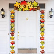 Fall Classroom Decorations Door Banner Thanksgiving Maple Leaves Positive Aff...