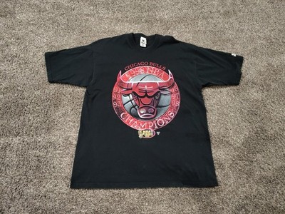 Vintage Starter Chicago Bulls T Shirt XL Black 1998 NBA Finals