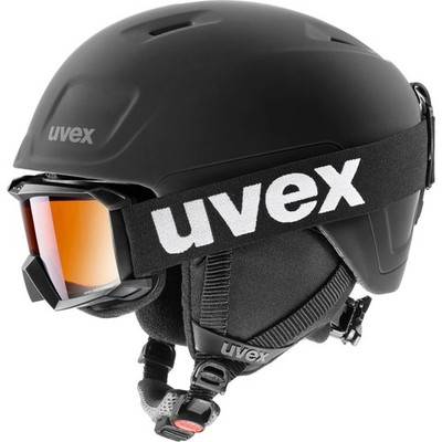 uvex heyya pro set Skihelm mit Brille für Kinder black matt 51-55 cm