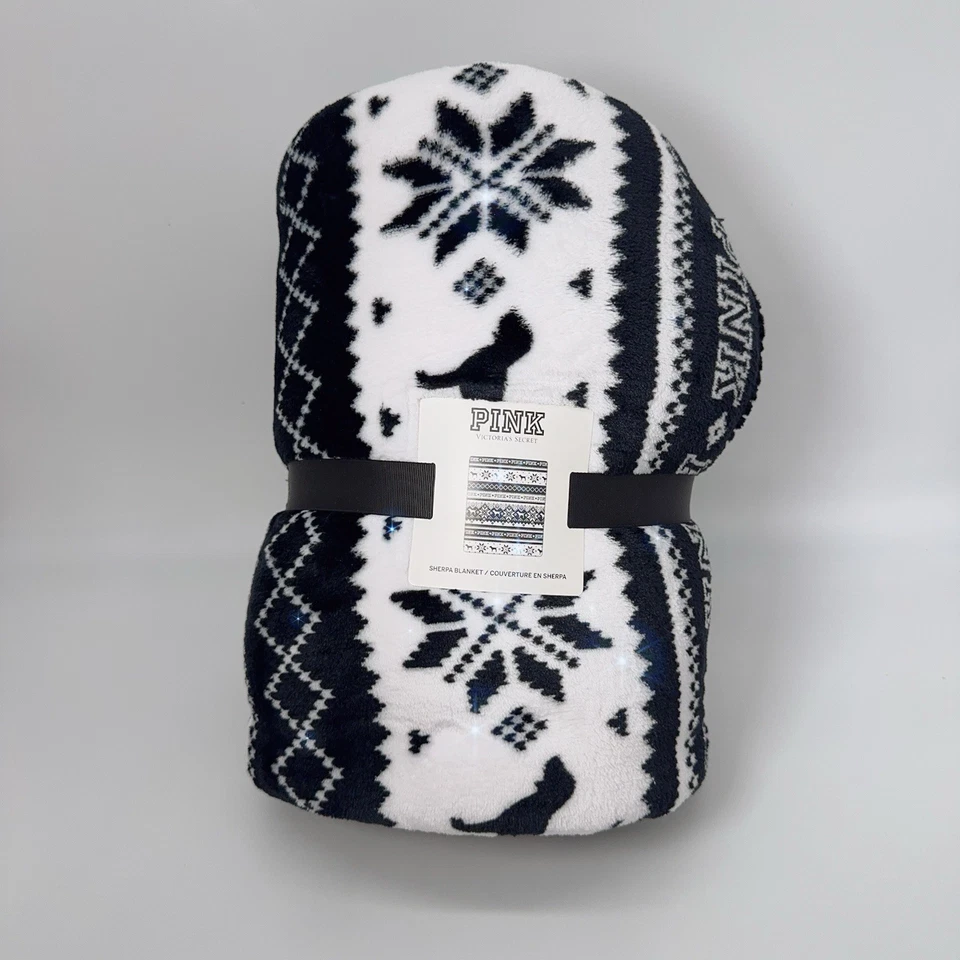 Victoria’s Secret PINK Sherpa Blanket Super Soft Plush Throw 50x60 Cozy Gift - Image 4 of 4