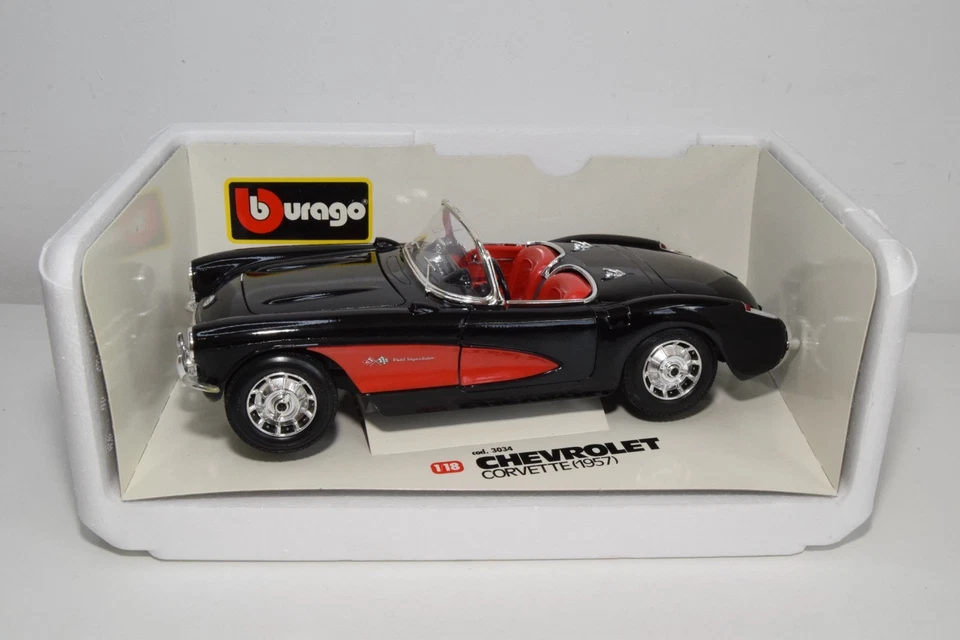 B73 1:18 BBURAGO BURAGO 3034 CHEVROLET CORVETTE 1957 NEGRO ROJO SIN USAR, EN ... - Imagen 2 de 4