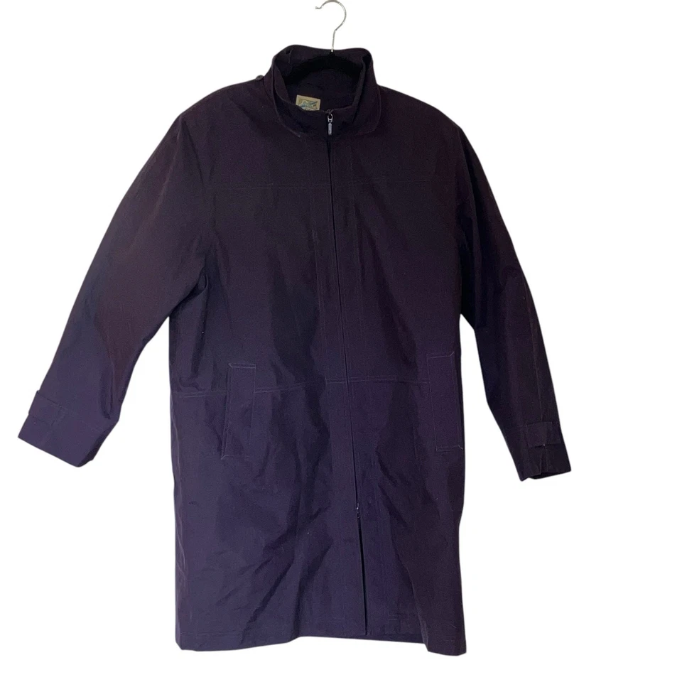 Abrigo largo de granero vintage para mujer TravelSmith forrado azul estilo trinchera-grande Foto 4 de 4