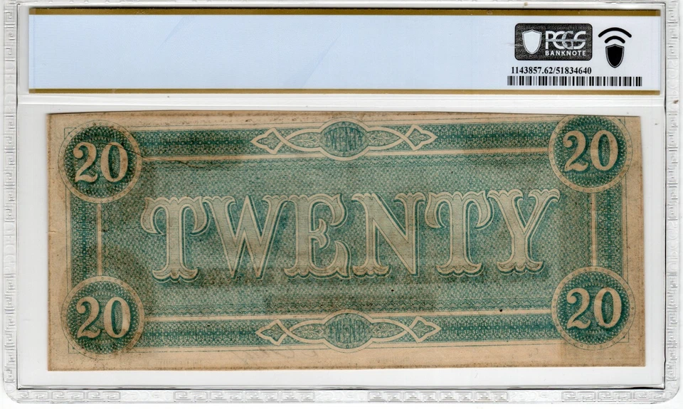 T-67 PF-20 1864 $20 Confederate Paper Money - PCGS-B Uncirculated 62! - Image 2 of 2