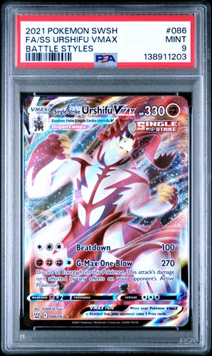 PSA 9 - SINGLE STRIKE URSHIFU VMAX #86 FULL ART 2021 POKEMON SWSH BATTLE STYLES