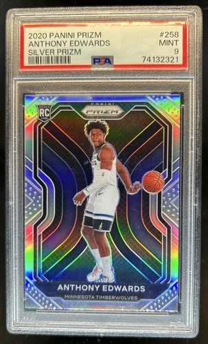 2020-21 Panini Prizm Anthony Edwards RC Silver Prizm #258 Timberwolves PSA 9