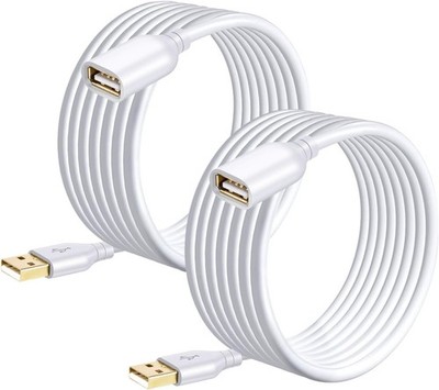 USB Extension Cable White 15Ft, 2 Pack USB 2.0 Extender Cable Type a Male to a F