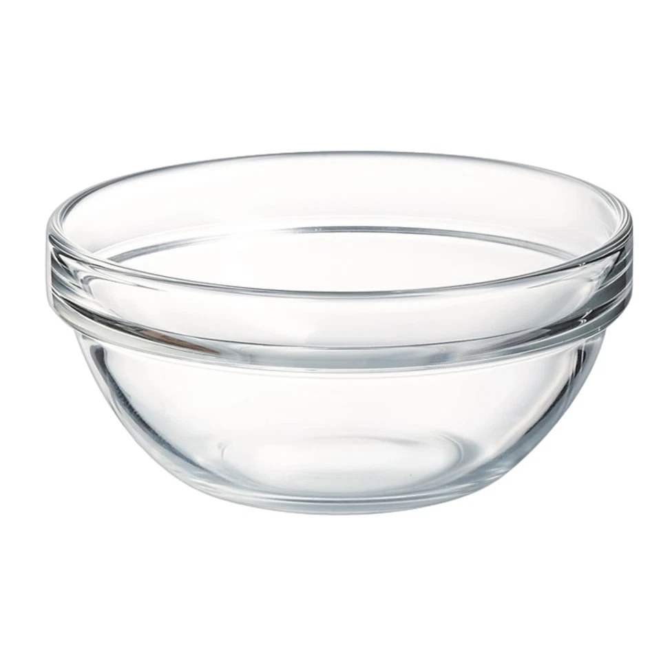 Salad Bowl Tempered Glass 12cm Clear Stackable Arcoroc Dishwasher Safe 6Pcs - Image 2 of 4