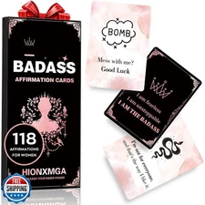 HIONXMGA Badass Affirmation Cards (Double-Sided) - 118 Daily Moti