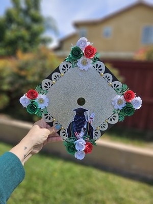 Graduation Cap topper Mexican Flag 