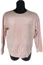Barefoot Dreams Women's CozyChic Ultra Lite Love Crewneck Peonie/White