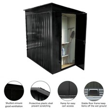 Metal Shed 6x4ft Outdoor Storage Garden Tools Bin Storage Pent Roof Slide Door