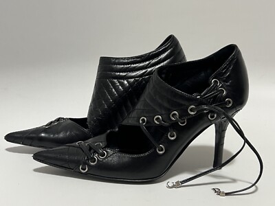 Vtg CHRISTIAN DIOR BY JOHN GALLIANO BLACK LEATHER CUT OUT Vtg CHRISTIAN DIOR BY JOHN GALLIANO BLACK LEATHER CUT OUT