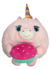 Unicorn Plush Hug Fun w/Cupcake Plush Pink 12" Stuffed Animal Birthday Pillow