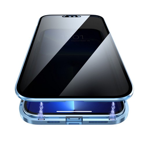 For iPhone 16 15 14 Pro MAX 13 Magnetic Metal Privacy Tempered Glass Case Cover - Picture 9 of 22