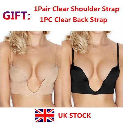 Ultra Deep U Push Up Bra Plunge Lingerie Lightly-Padded Low Back Underwire A-E Ultra Deep U Push Up Bra Plunge Lingerie Lightly-Padded Low Back Underwire A-E