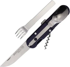 TB Outdoor Bivouac Multi Tool Folding Knife Spoon Fork Corkscrew Marine-Blue