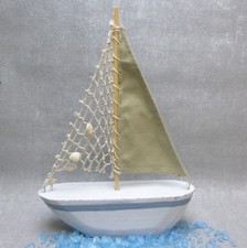 Formano Segelboot Maritim Meer DEKO 34 cm Sommer Holz-Boot Segelschiff Jolle 