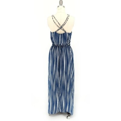 Banana Republic Striped Maxi Dress Blue White 4 casual summer preppy  classic | eBay